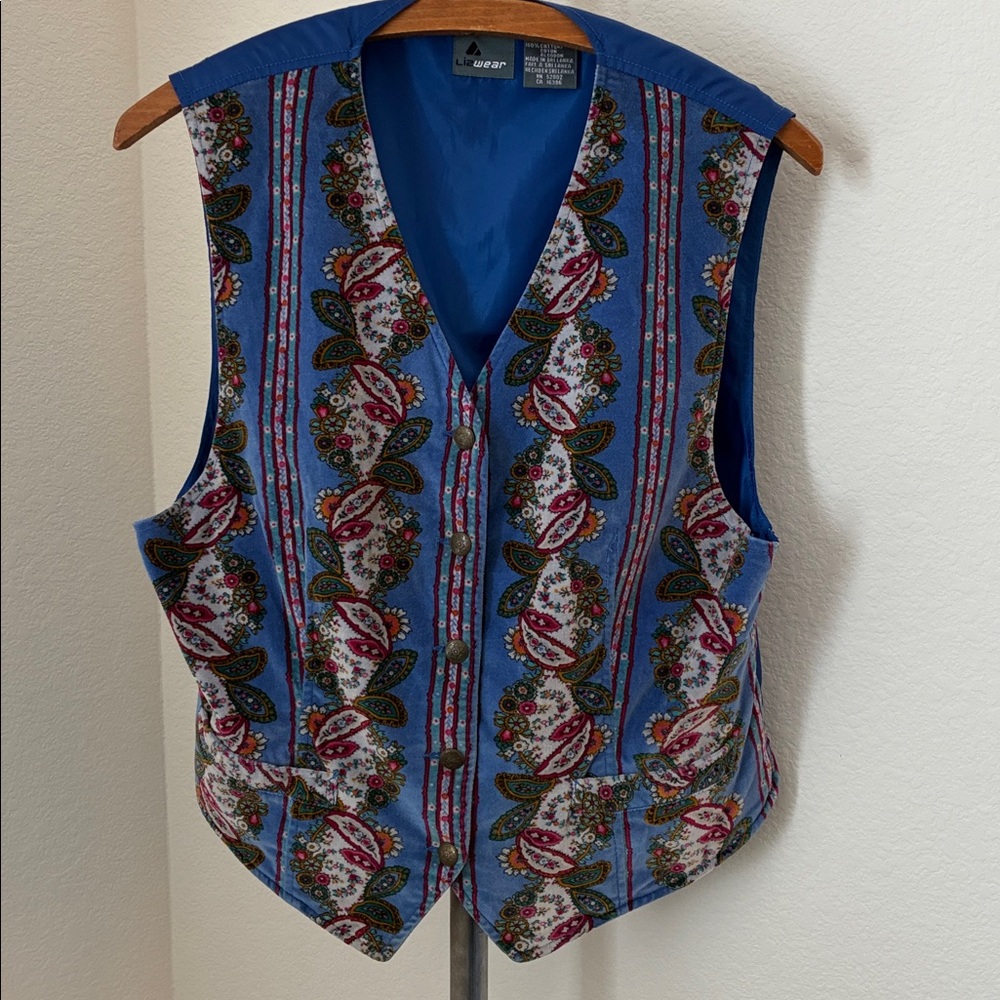 Vintage velvet paisley floral vest poet quirky eclectic boho academia cottage - Picture 6 of 6